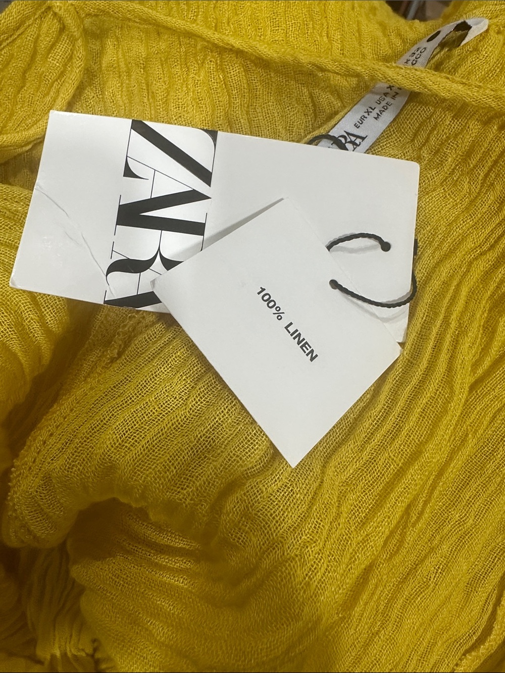 Zara 100% linen Mustard Yellow V-Neck Maxi Slip Dress - Picture 9 of 9